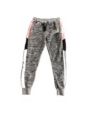 Bobbie Brooks Cali Women's Gray Jogger Sweatpants with Pink and Black Accents L